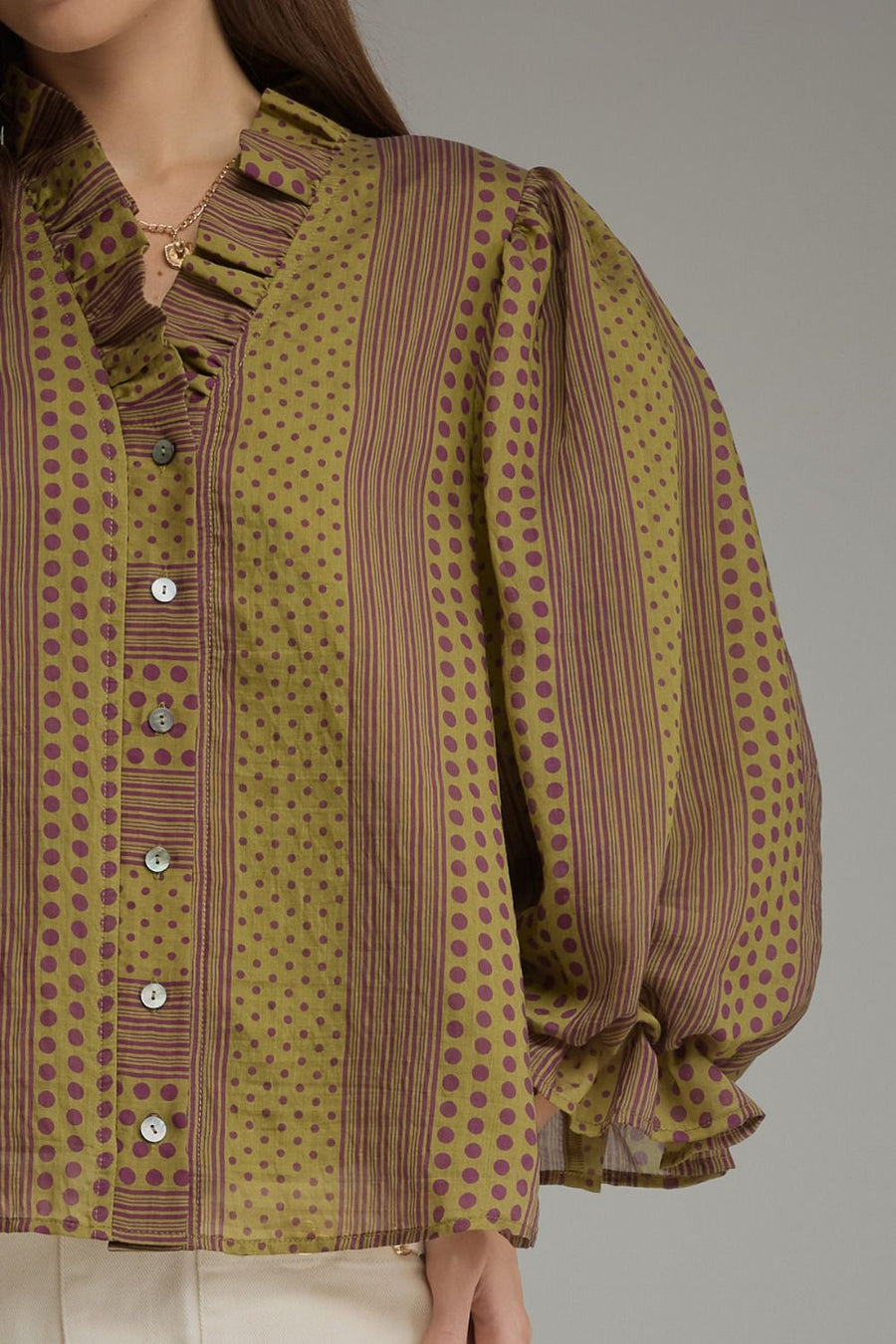Maritza Polka Dot Stripe Top