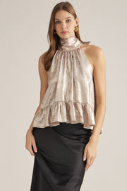 Champagne POP Shimmering Halter Neck Top