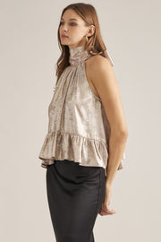 Champagne POP Shimmering Halter Neck Top