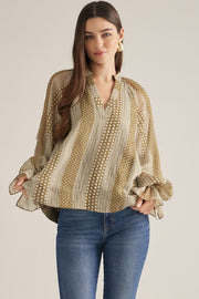 Marzie Polka Dot Stripe Long Sleeve Top