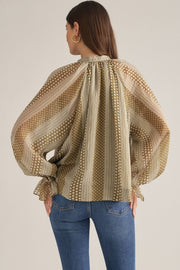 Marzie Polka Dot Stripe Long Sleeve Top
