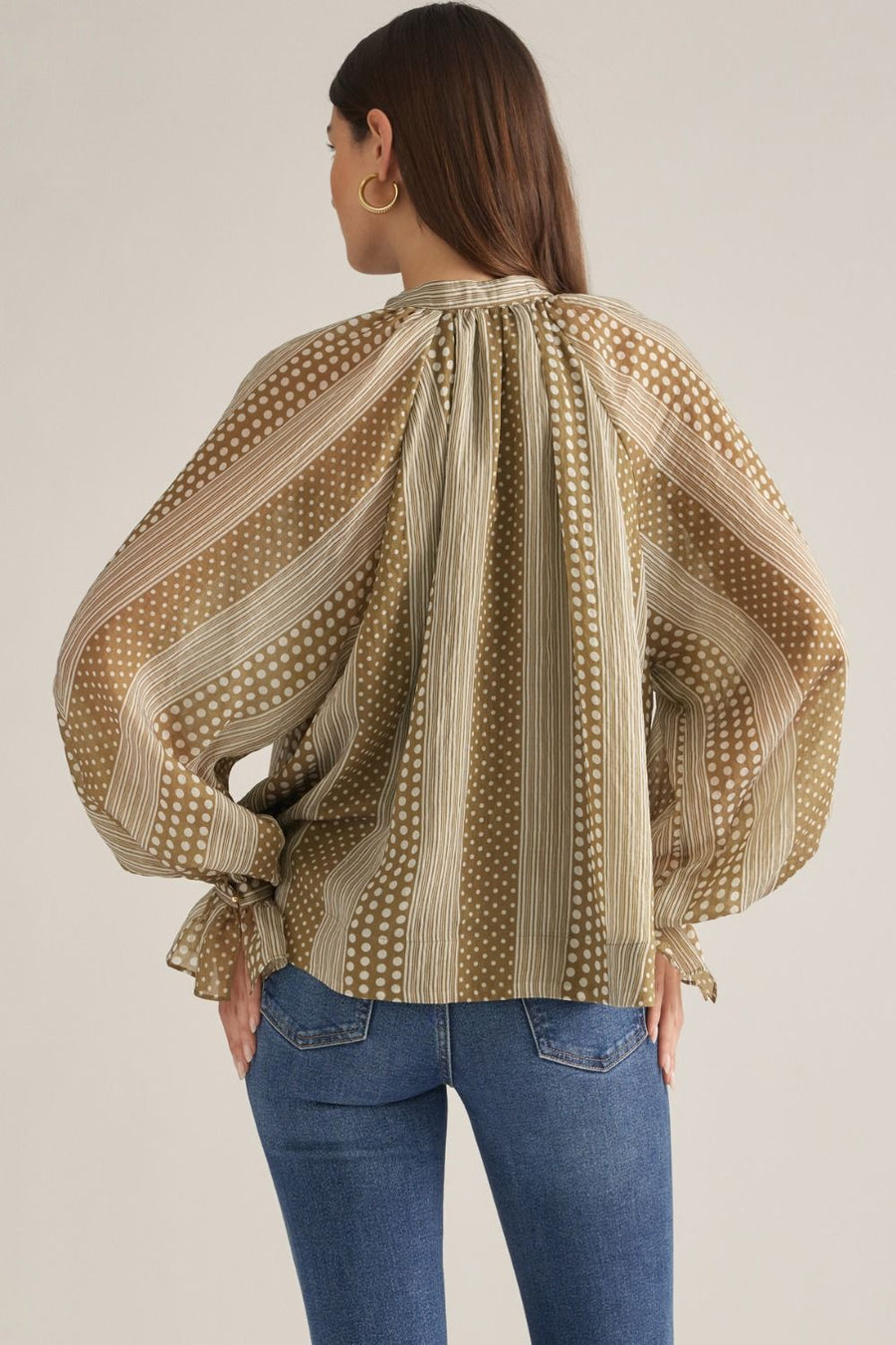Marzie Polka Dot Stripe Long Sleeve Top