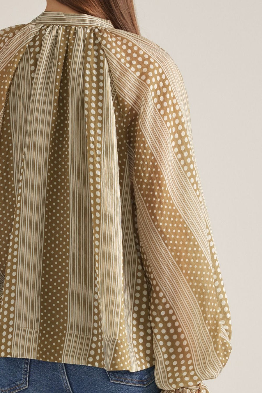 Marzie Polka Dot Stripe Long Sleeve Top