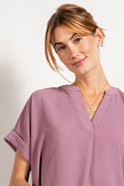 Oriana Crinkle V-Neckline Tunic Top