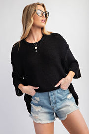 Brynn Wide Dolman Sleeve Inside Out Sweater