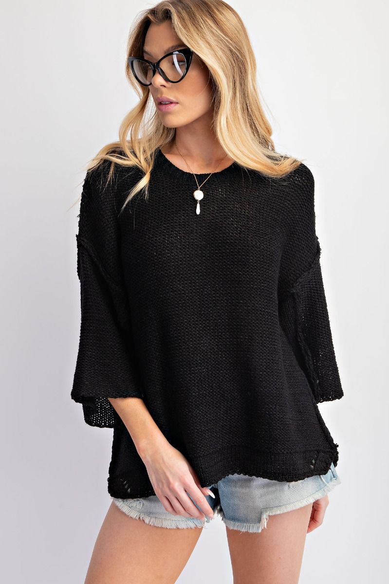 Brynn Wide Dolman Sleeve Inside Out Sweater