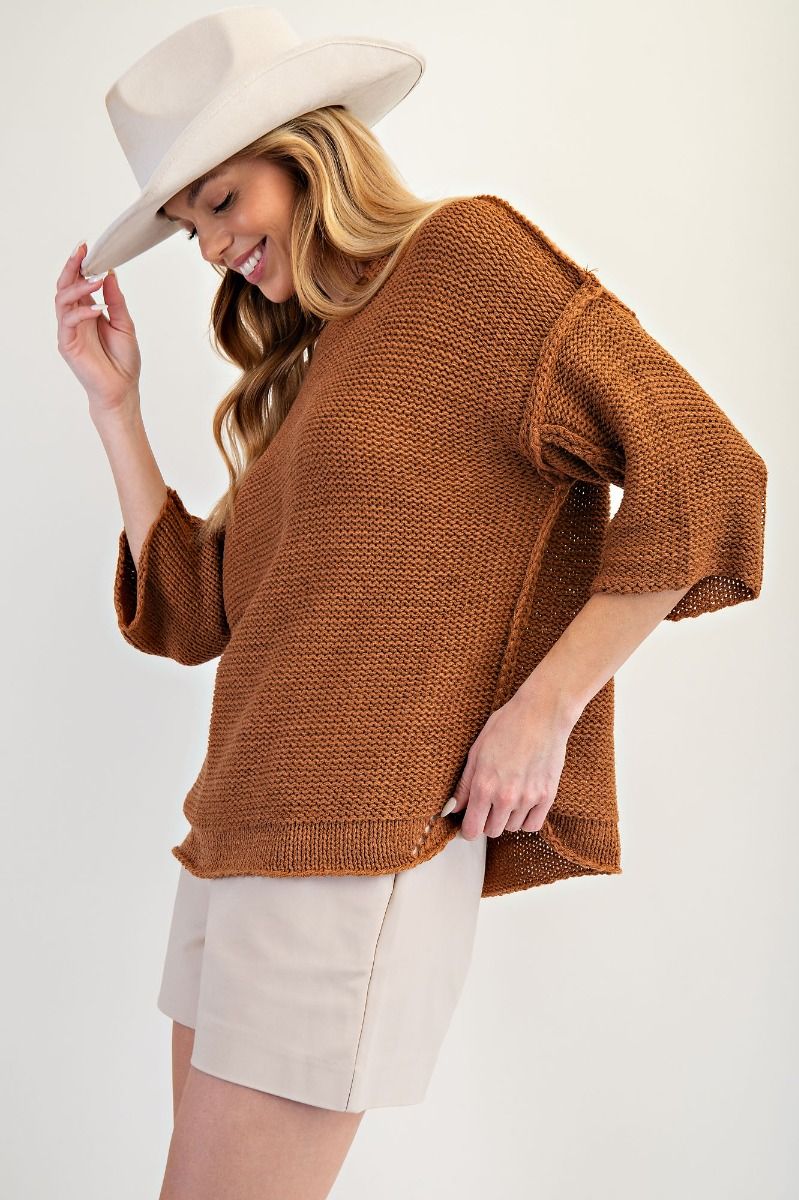 Brynn Wide Dolman Sleeve Inside Out Sweater