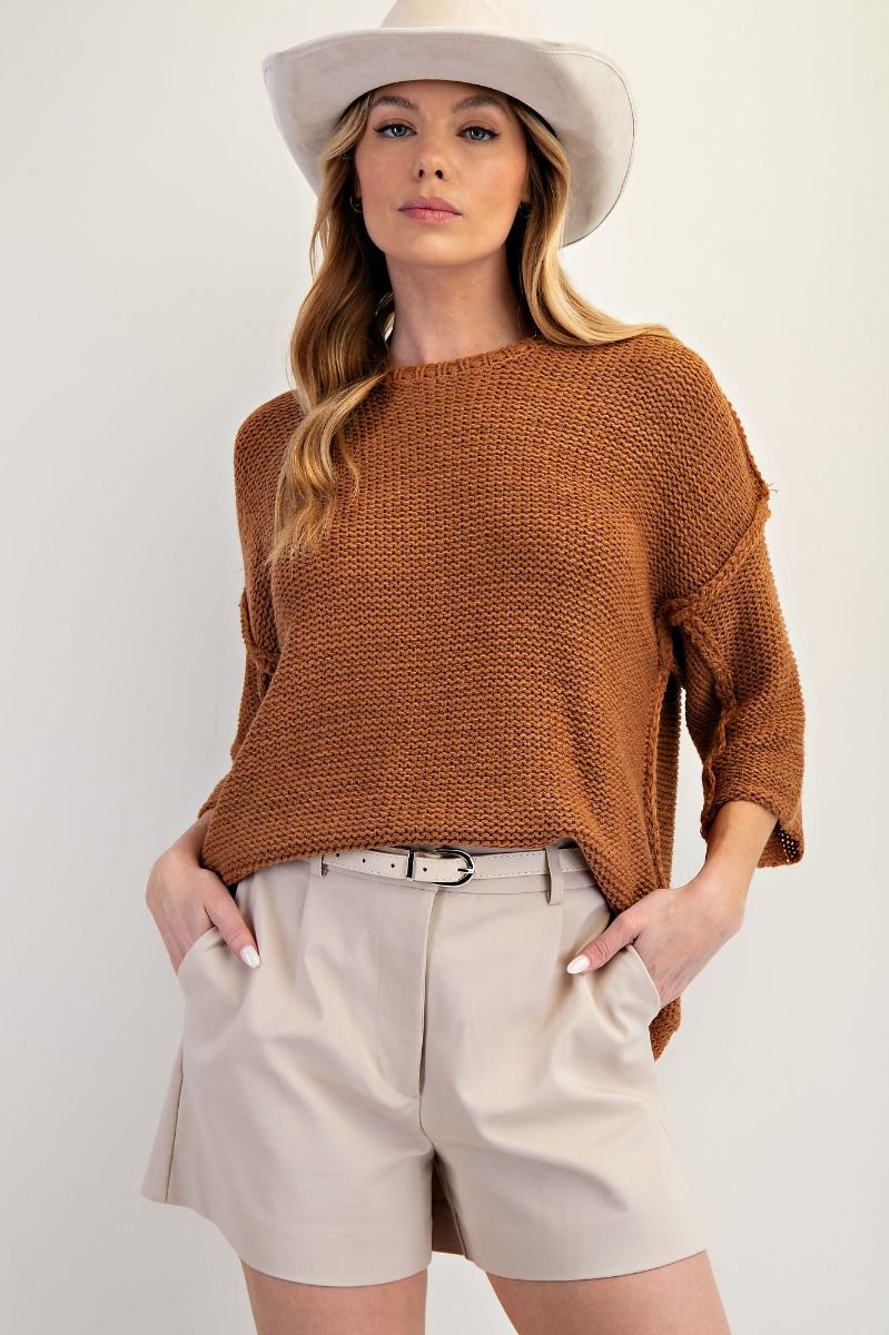 Brynn Wide Dolman Sleeve Inside Out Sweater
