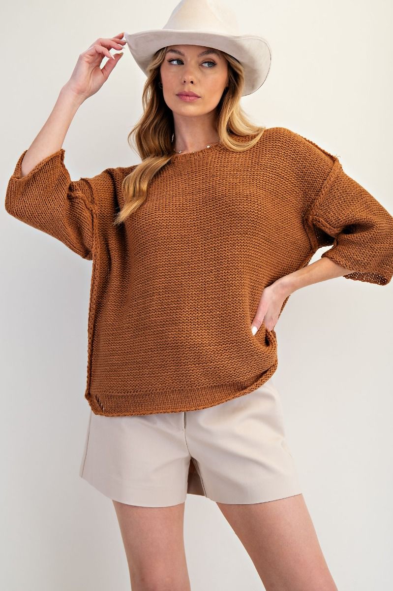 Brynn Wide Dolman Sleeve Inside Out Sweater