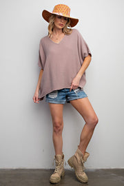 Gina Oversized Mineral Washed Gauze V-Neck Tunic