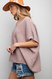 Gina Oversized Mineral Washed Gauze V-Neck Tunic