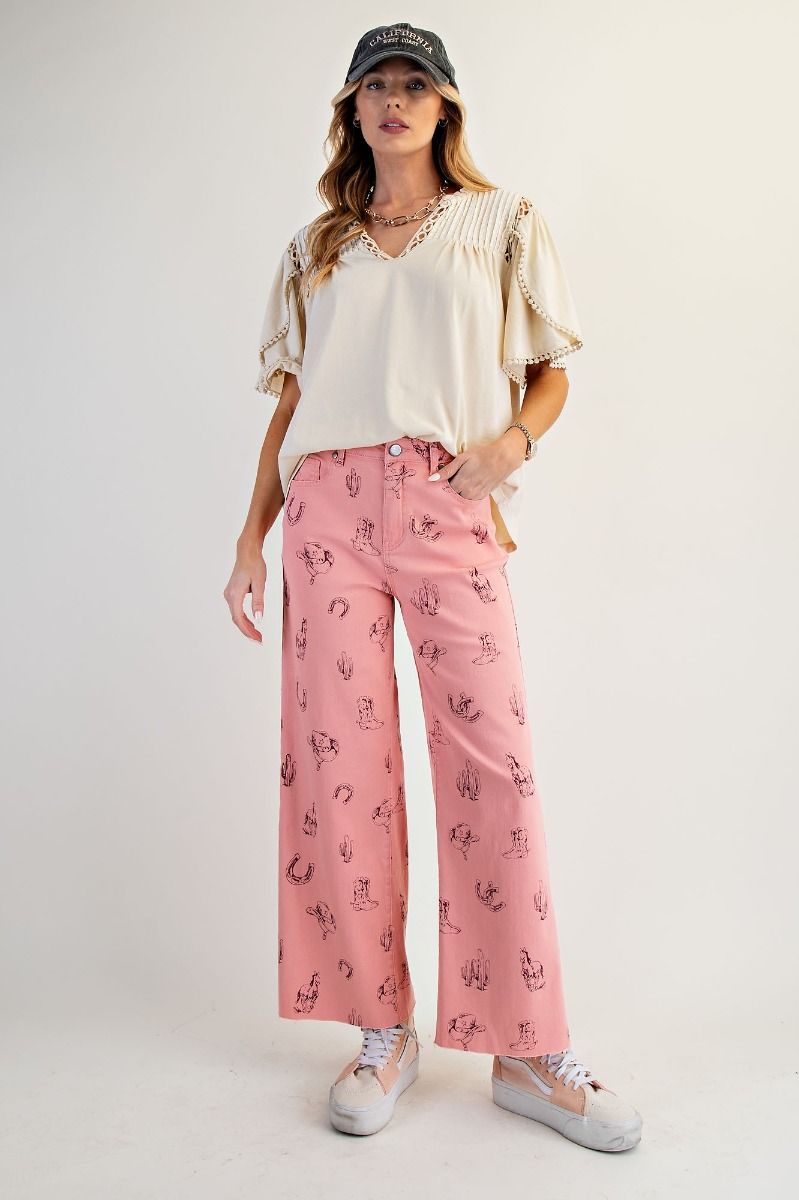 Jolynn Embroidered Crochet Lace & Pintuck Accent Tulip Sleeve Top