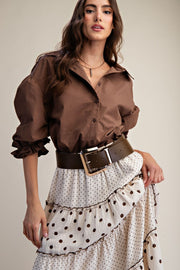 Kennedy Bubble Puff Half Sleeve Blouse