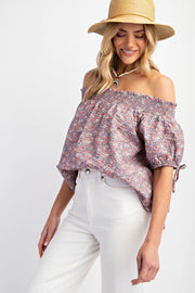 Cassia Bouquet Printed Off-Shoulder Top