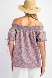 Cassia Bouquet Printed Off-Shoulder Top