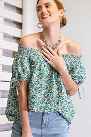 Cassia Bouquet Printed Off-Shoulder Top