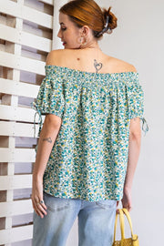 Cassia Bouquet Printed Off-Shoulder Top