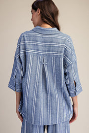 Ivanna Striped Linen Button Front Shirt