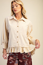 Vanessa Button Down Ruffle Hem Top