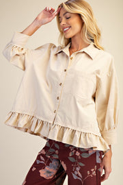 Vanessa Button Down Ruffle Hem Top