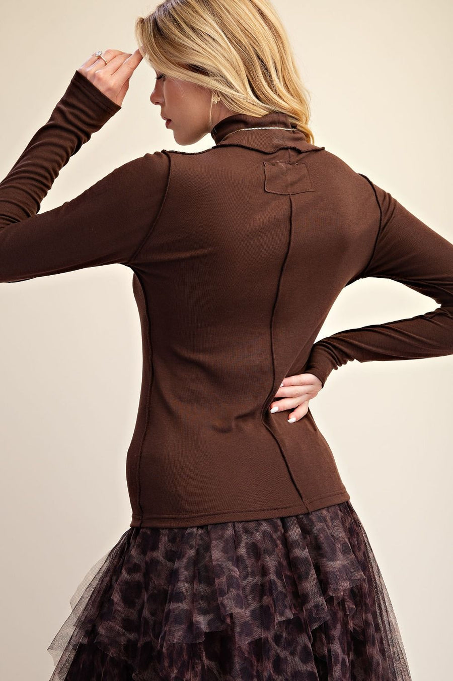 Tila Soft Knit Fitted Turtleneck Top