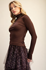 Tila Soft Knit Fitted Turtleneck Top