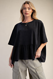 Zanthee Kaftan Sleeve Ruffle Hem Top