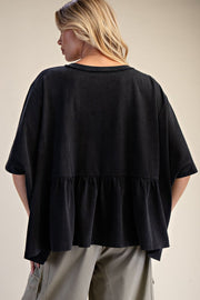 Zanthee Kaftan Sleeve Ruffle Hem Top