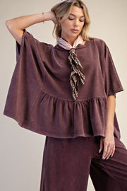 Zanthee Kaftan Sleeve Ruffle Hem Top