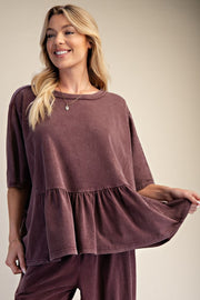 Zanthee Kaftan Sleeve Ruffle Hem Top