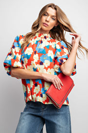 Moonflower Floral Print Puff Sleeve Top