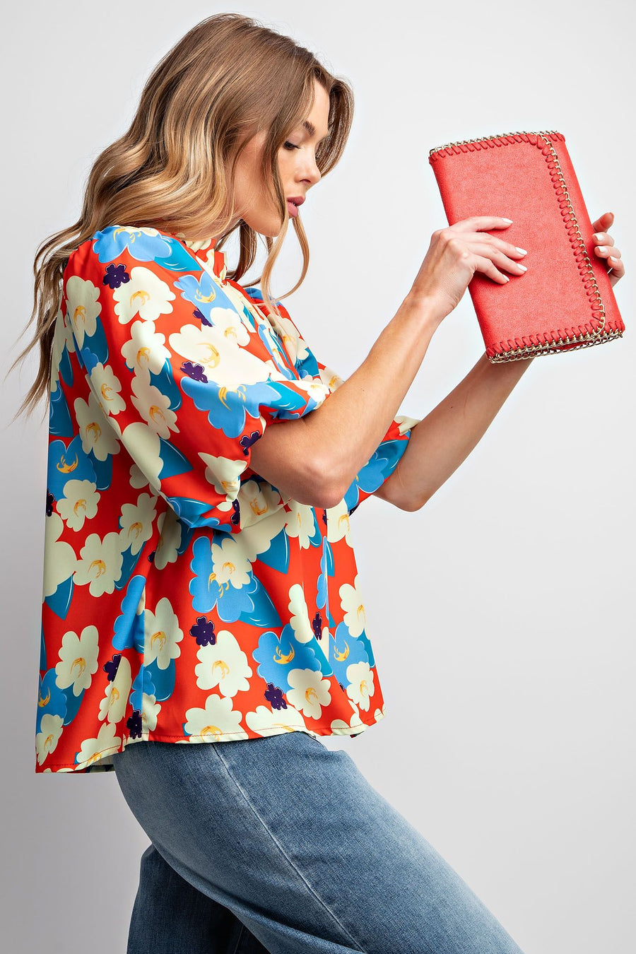Moonflower Floral Print Puff Sleeve Top