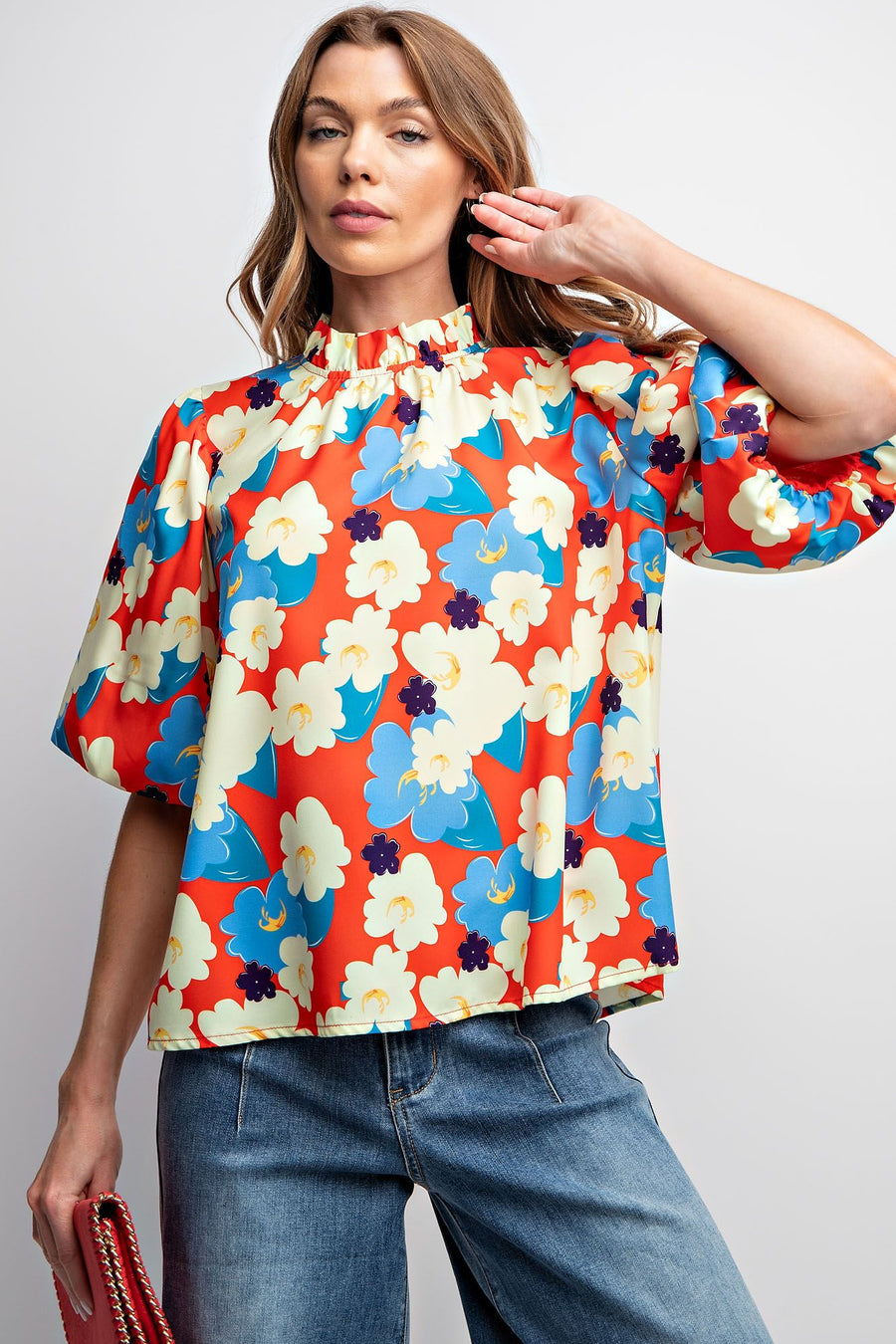 Moonflower Floral Print Puff Sleeve Top