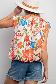 Mirabelle Floral Print Sleeveless Bubble Top