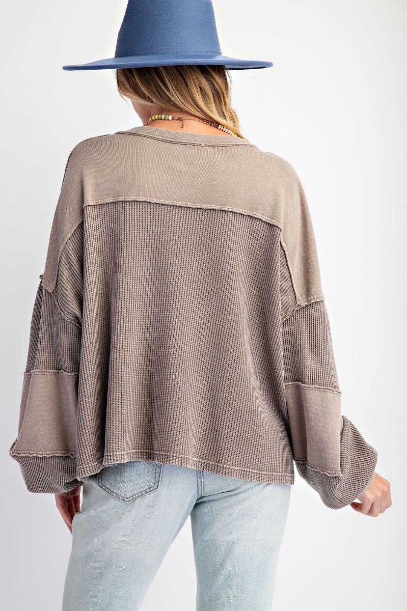 Sheridan Thermal Mixed Terry Knit Henley Top