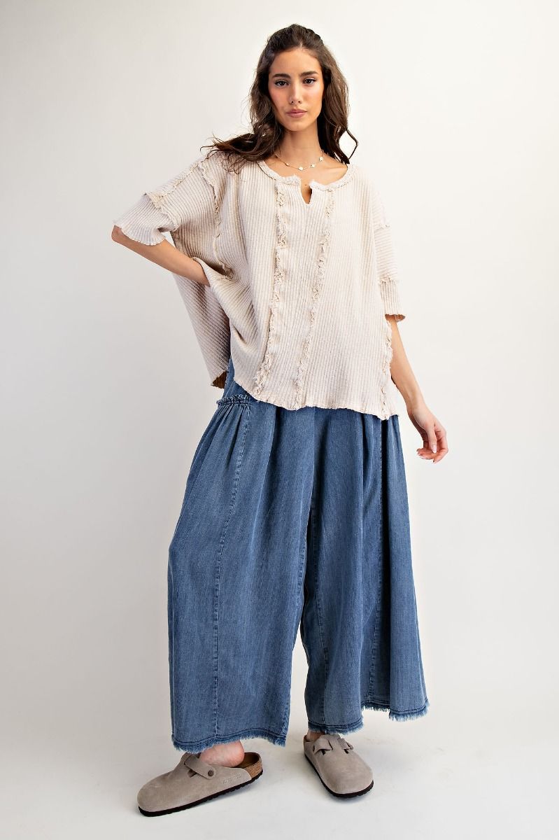 Alisabeth Rib Knit Mineral Washed Inside Out Top