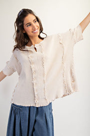 Alisabeth Rib Knit Mineral Washed Inside Out Top