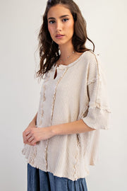 Alisabeth Rib Knit Mineral Washed Inside Out Top