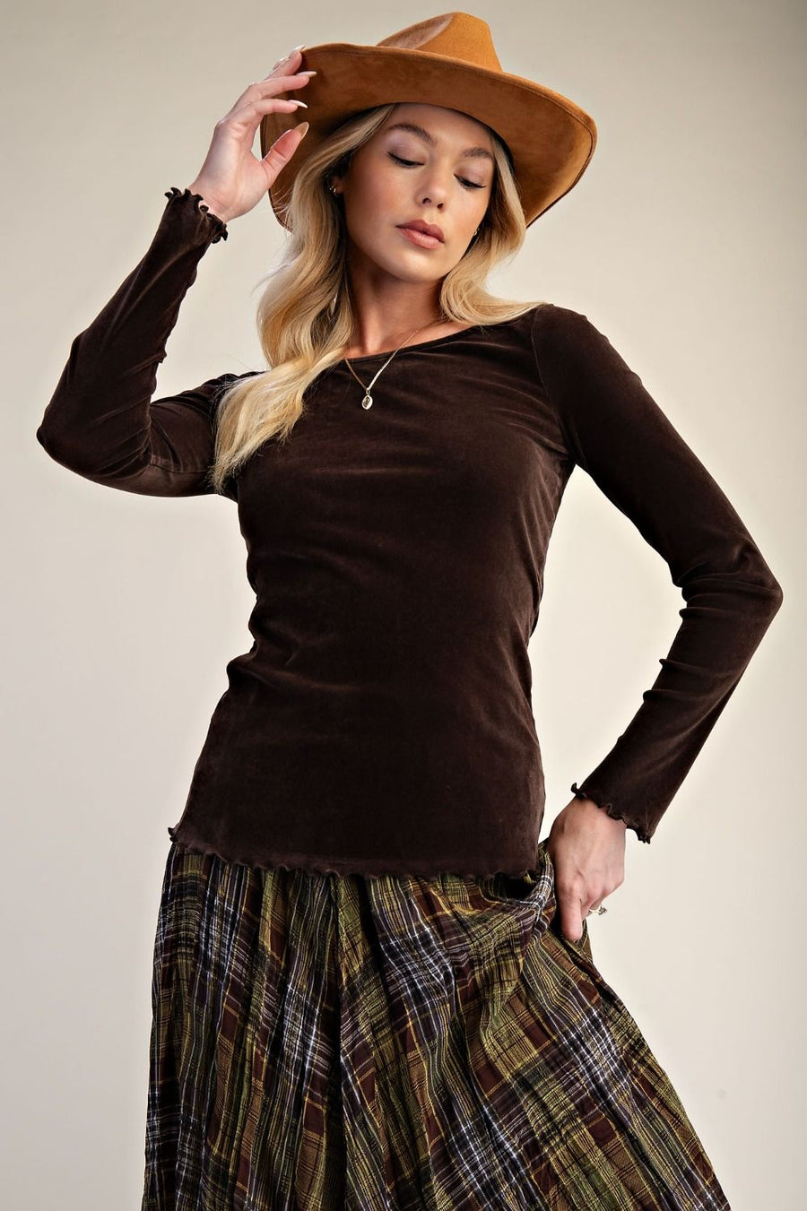 Avril Soft Velvet Fitted Top