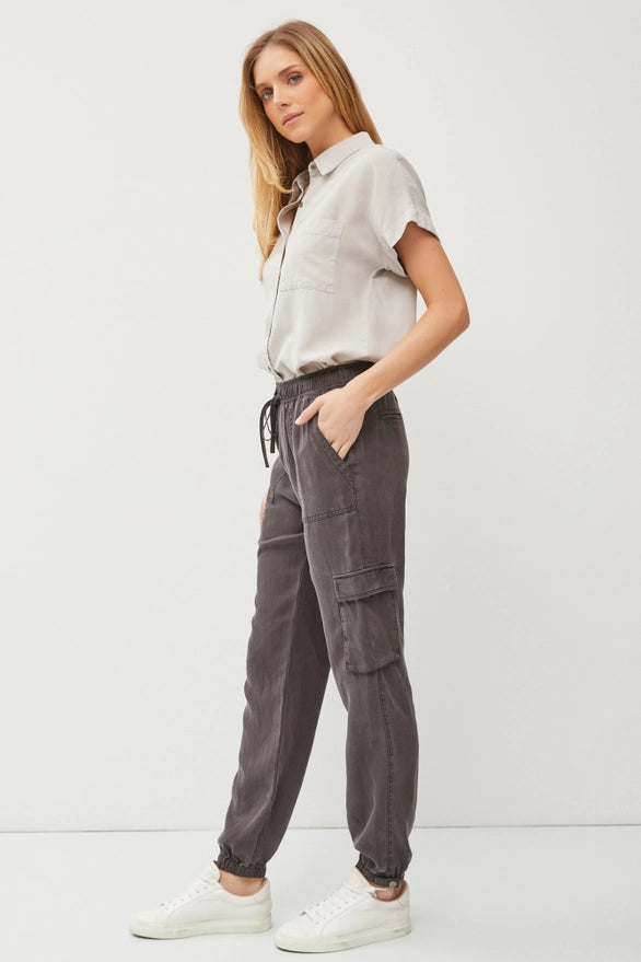 Maude Classic Tencel Drawstring/Elastic Cargo Jogger Pants