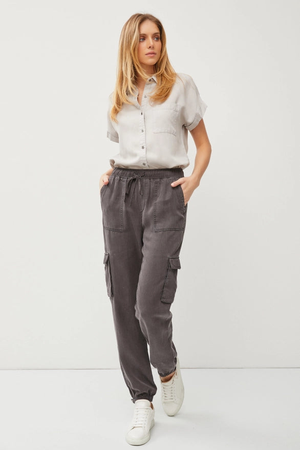 Maude Classic Tencel Drawstring/Elastic Cargo Jogger Pants