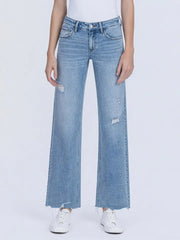 Bandit Low Rise Distressed Slim Wide Raw Edge Jeans