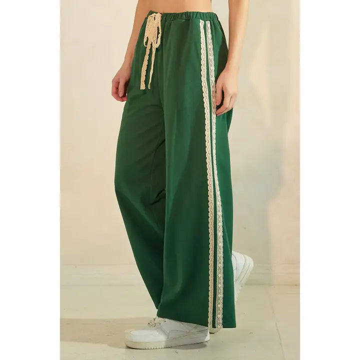 Lady Luck Lace Stripe Wide Leg Lounge Pants