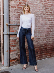 Dark Lady High Rise Front Seam Wide Leg Cozy Jeans
