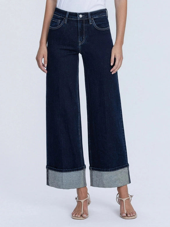 Miss Behavin' High Rise Cuffed Wide Leg Jeans