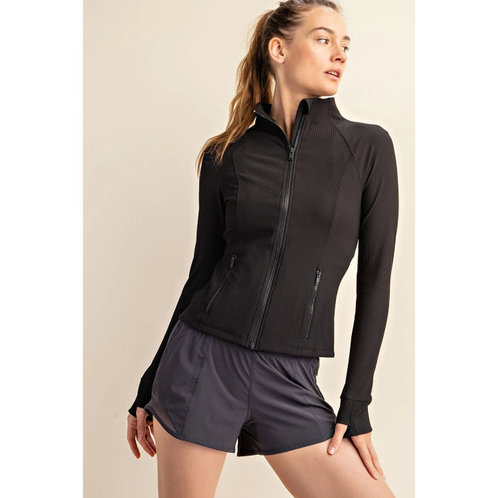 Simone Slim Fit 2x2 Nylon Rib Active Jacket