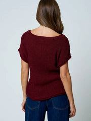 Perry Crew Neck Short Cap Sleeve Sweater