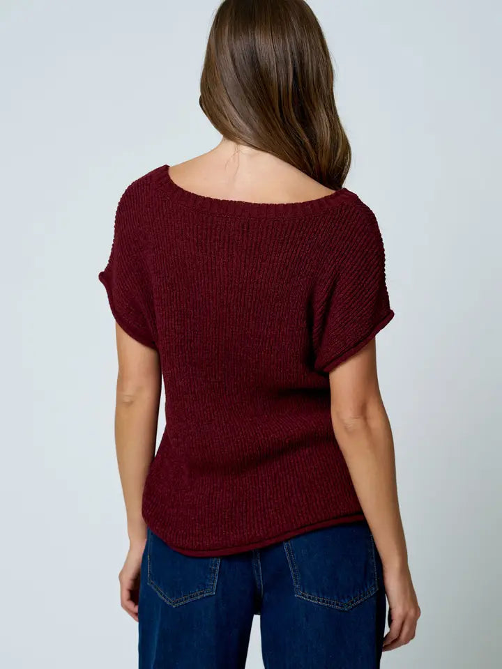 Perry Crew Neck Short Cap Sleeve Sweater