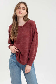 Twyla Drop Shoulder Long Sleeve Sweater Knit Top