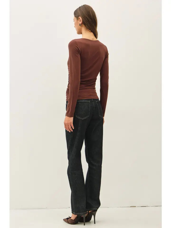 Caterina Boat Neck Long Sleeve Top
